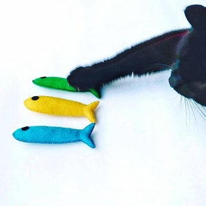 Catnip Fish Toy Cat Toy Set Sardine Fish Toy Gift for Cat Lover Handmade Cat Toy Soft Toy for Cats image 5