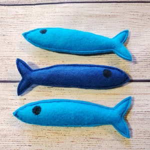 Catnip Fish Toy Cat Toy Set Sardine Fish Toy Gift for Cat Lover Handmade Cat Toy Soft Toy for Cats image 1