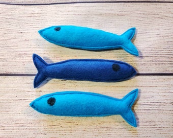 Catnip Fish Toy - Cat Toy Set - Sardine Fish Toy - Gift for Cat Lover - Handmade Cat Toy - Soft Toy for Cats