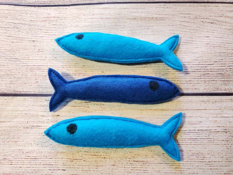 Catnip Fish Toy Cat Toy Set Sardine Fish Toy Gift for Cat Lover Handmade Cat Toy Soft Toy for Cats image 1