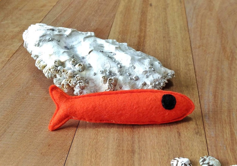 Catnip Fish Toy Cat Toy Set Sardine Fish Toy Gift for Cat Lover Handmade Cat Toy Soft Toy for Cats image 4