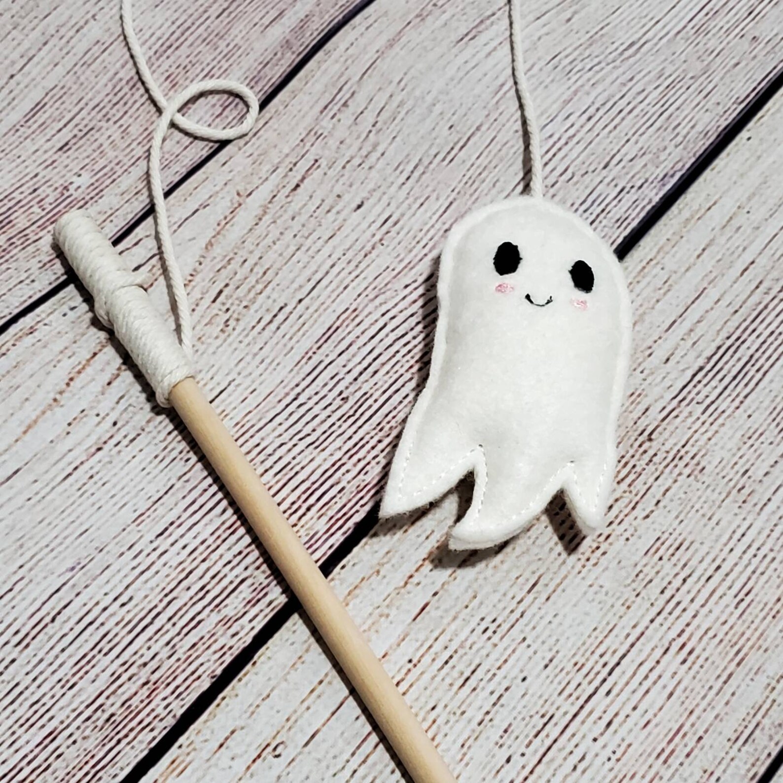 Teaser Wand Cat Toy Ghost Kawaii Ghost Cat Toy Interactive Etsy