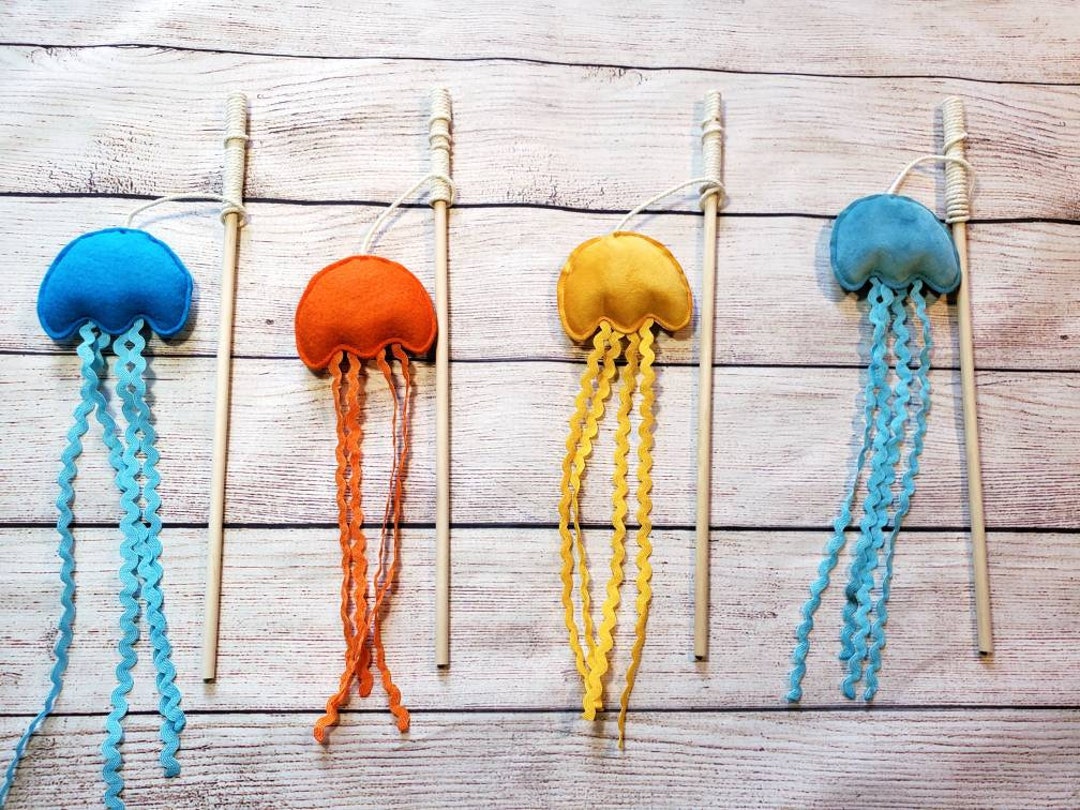Jellyfish Cat Toy Teaser Wand With Organic Catnip Kitten Toy String Cat