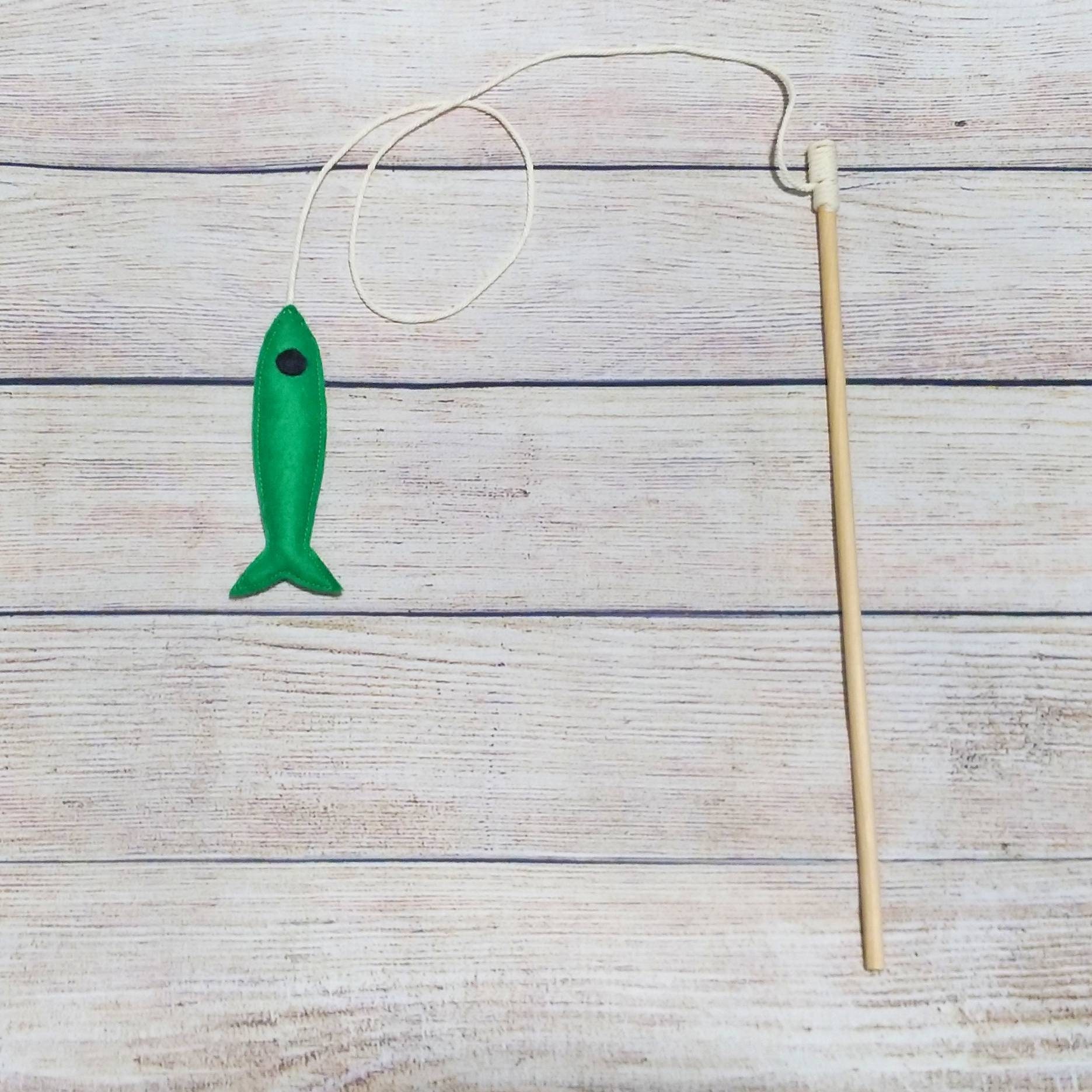 Fishing Rod Cat Toy Teaser Wand With Organic Catnip Kitten Etsy Canada