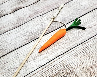 Carrot on a stick, kitten toy, cat toy, catnip or rattling kitty toy teaser wand