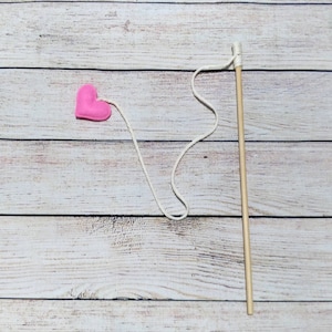 Rattling Cat Toy Teaser Wand Heart on a String Kitten Toy image 2