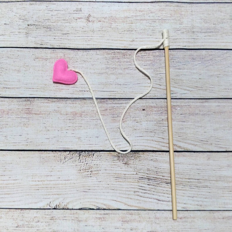 Rattling Cat Toy Teaser Wand Heart on a String Kitten Toy image 2