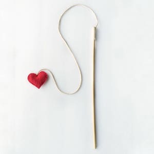 Rattling Cat Toy Teaser Wand Heart on a String Kitten Toy image 1