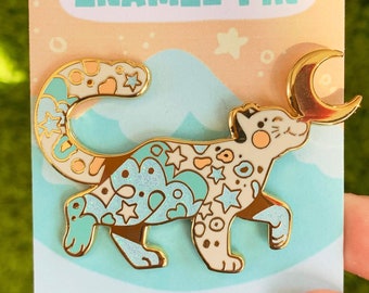 Snow Leopard 2" Glittery Hard Enamel Pin