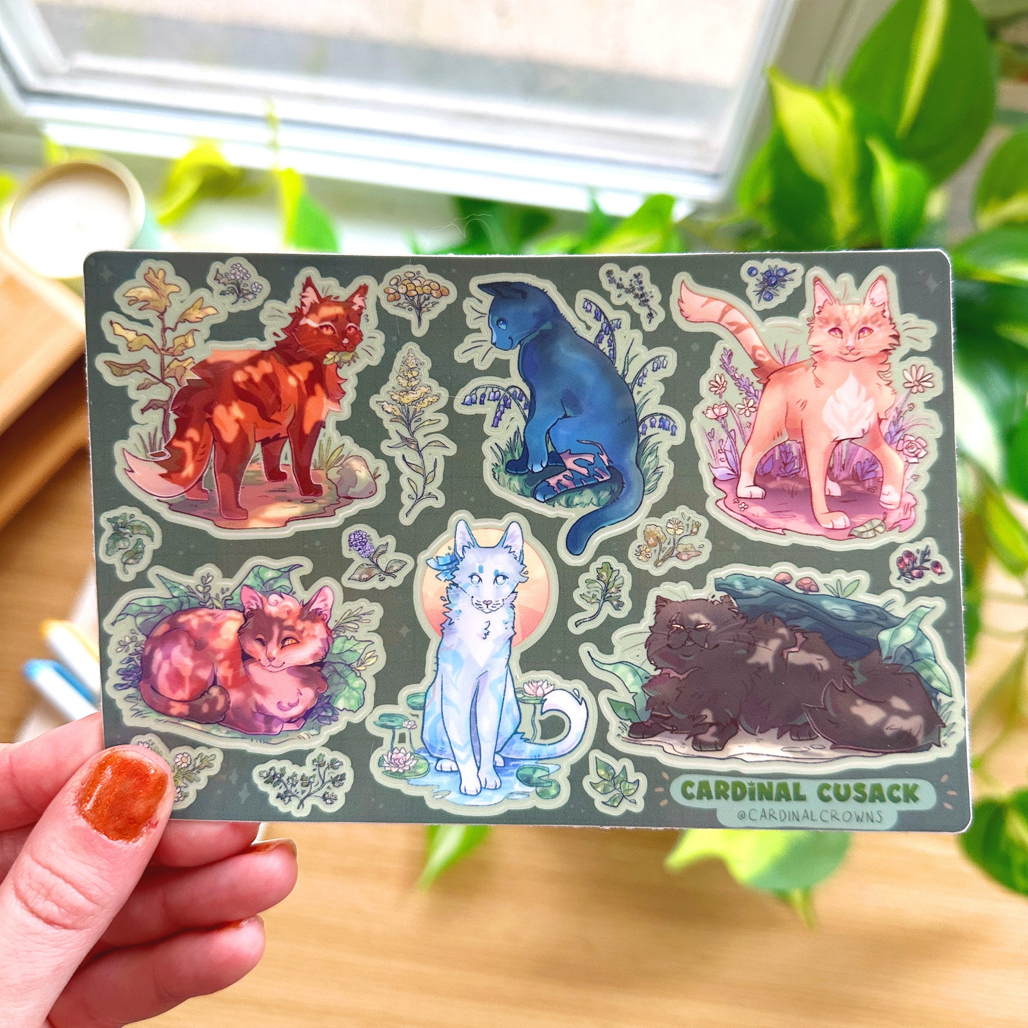 Medicine Cats Sticker Sheet - Waterproof Vinyl 4x6