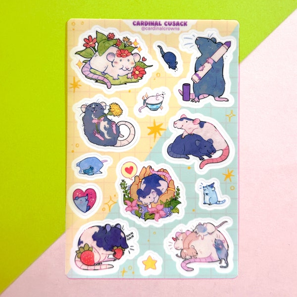 Cute Rats Sticker Sheet (Waterproof) / Cute Animal Sticker Sheet