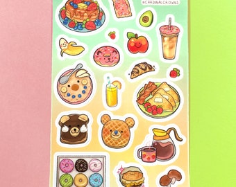 Big Breakfast Sticker Sheet (WATERPROOF) // Cute Food Art Decor