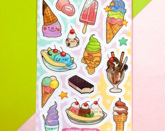 Hoja de pegatinas de helado - Vinilo impermeable de 4x6"