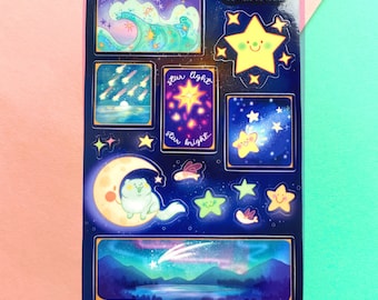 Northern Stars Sticker Sheet (WATERPROOF) // Cute Celestial Ocean Star Art