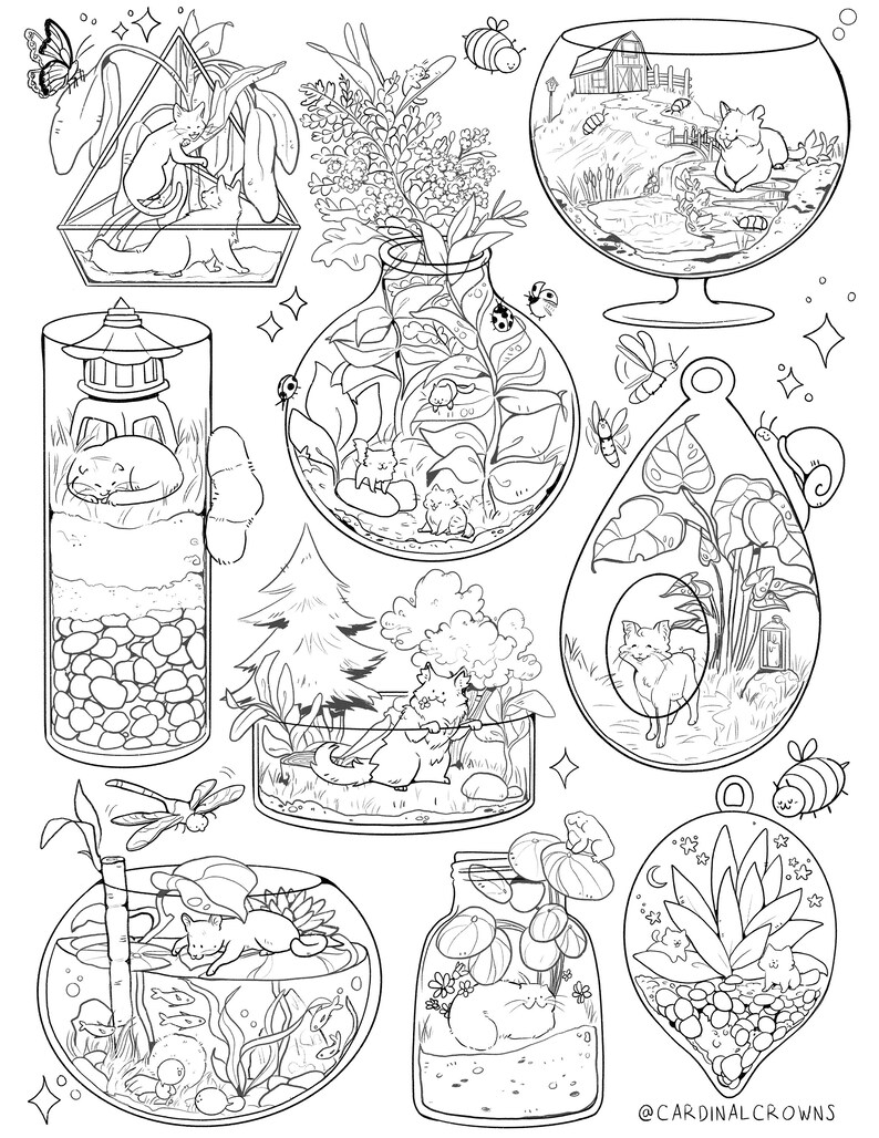 Terrarium Coloring Page Coloring Pages