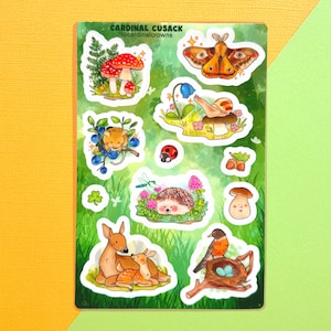 Friendly Forest Sticker Sheet (WATERPROOF) / Cute Nature Stickers