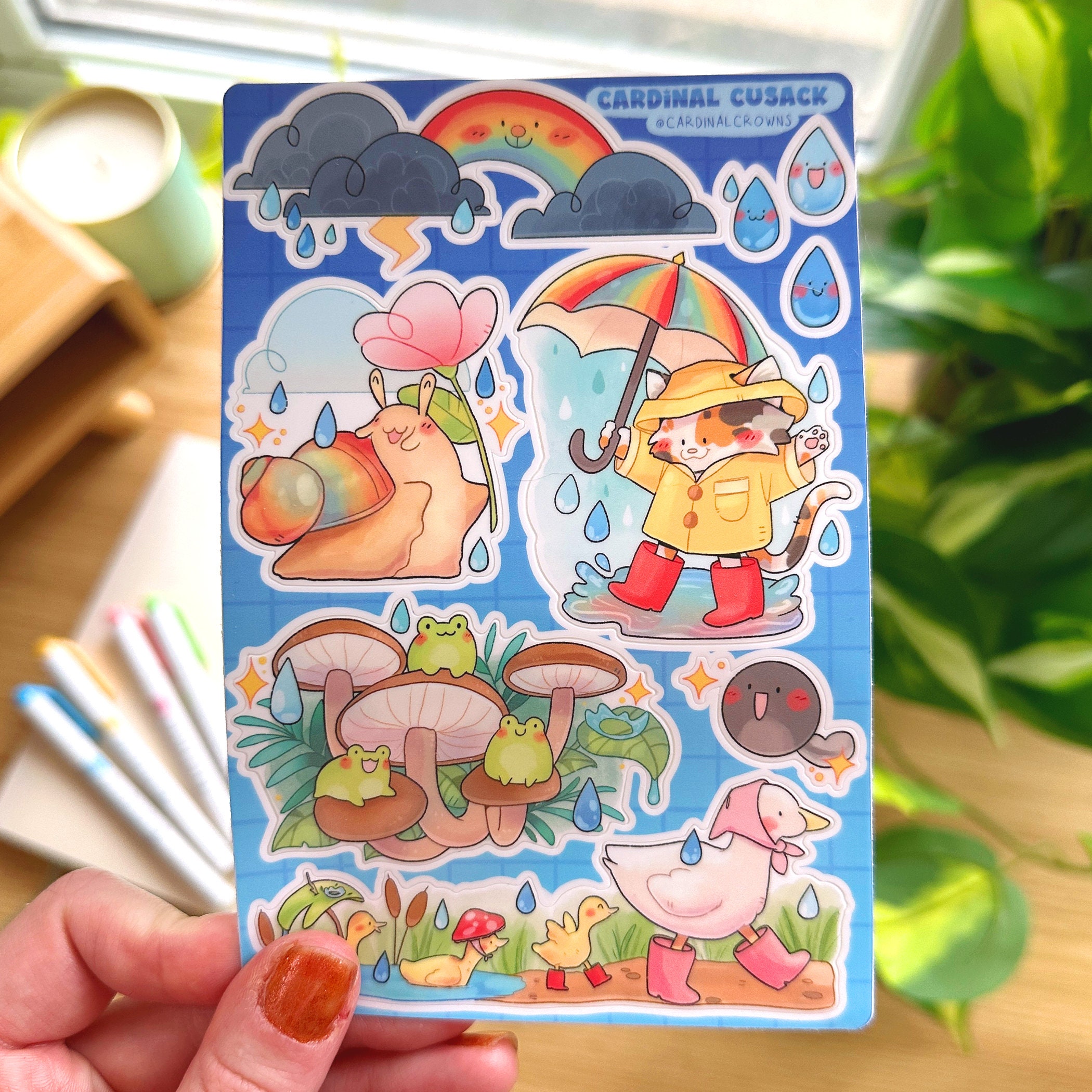 Rainy Day Sticker Sheet - Waterproof Vinyl 4x6" - Etsy