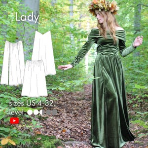 Rock Add On "Lady" PDF Schnittmuster digital, elegantes Kleid nähen, Cosplay Schnittmuster Kostüm Damen Gr. 32-60