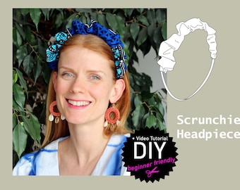 Scrunchie headband DIY digital sewing pattern - beginner friendly and scrap busting