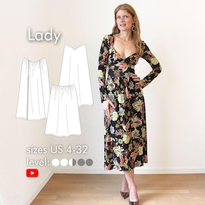 Rock Add On "Lady" PDF Schnittmuster digital, elegantes Kleid nähen, Cosplay Schnittmuster Kostüm Damen Gr. 32-60