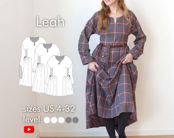 Naaipatroon voor mouwen die je aan de jurk "Leah" kunt bevestigen, 3 mouwopties, jurk met vetersluiting, cosplay naaipatroon, LARP kledingmaten 32-60