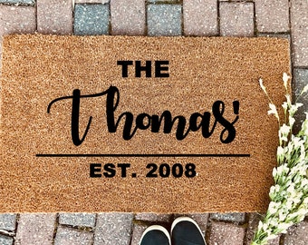 Custom Welcome Mat,Personalized Door Mat, Personalized Gift Welcome Mat, Engagement, Farmhouse Decor, Mothers Day Gift, Engagement gift
