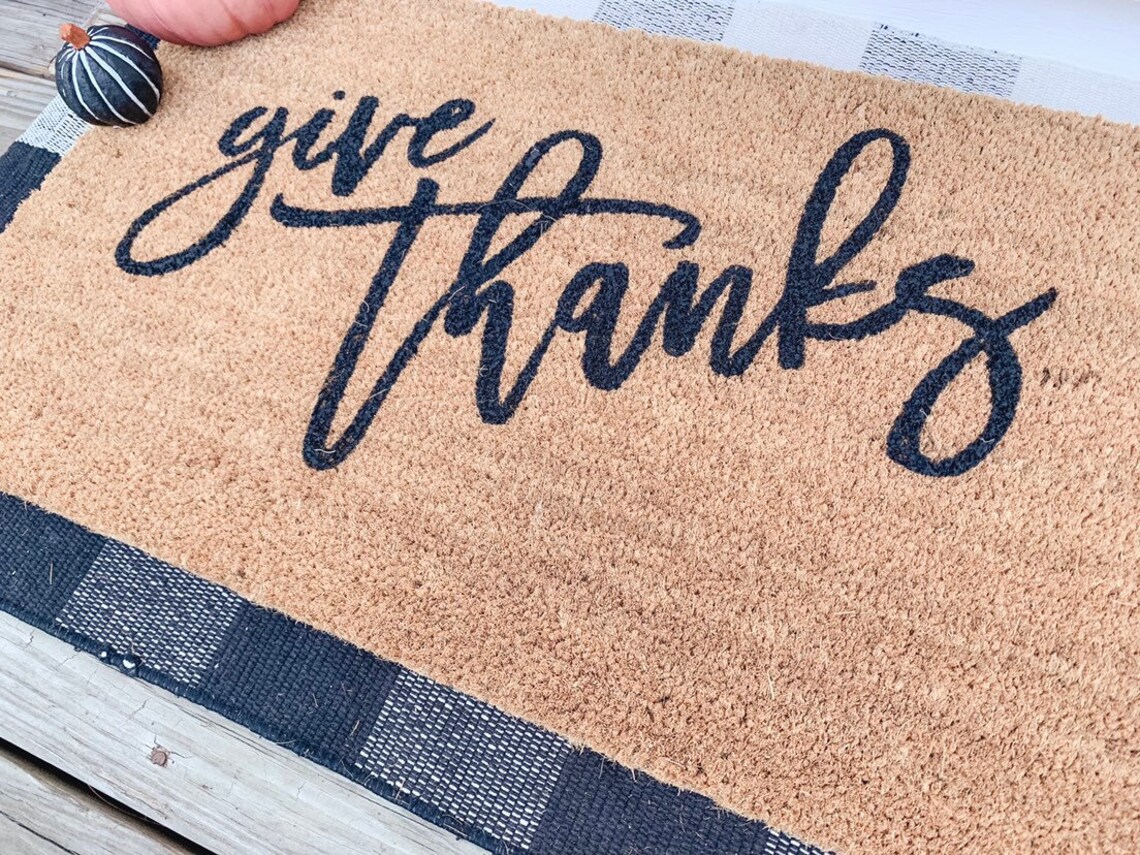 Give Thanks Mat Doormat Door Mat Pumpkin Season Etsy