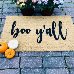 Boo Y'all doormat, door mat, welcome mat, doormat, halloween decor, boo, fall decor,harvest, autumn, fall entryway decor, outdoor image 3