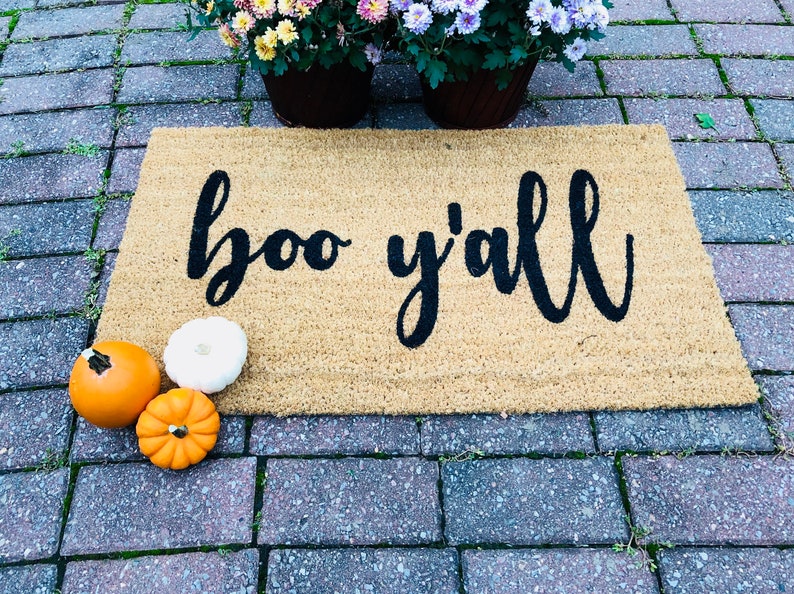 Boo Y'all doormat, door mat, welcome mat, doormat, halloween decor, boo, fall decor,harvest, autumn, fall entryway decor, outdoor image 3