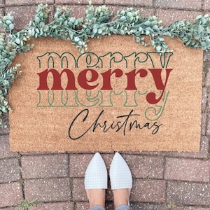 Christmas Doormat, Merry Welcome mat, Holiday Door mat, Christmas Decor, Holiday Decor, Outdoor Decoration, Funny Holiday Doormat