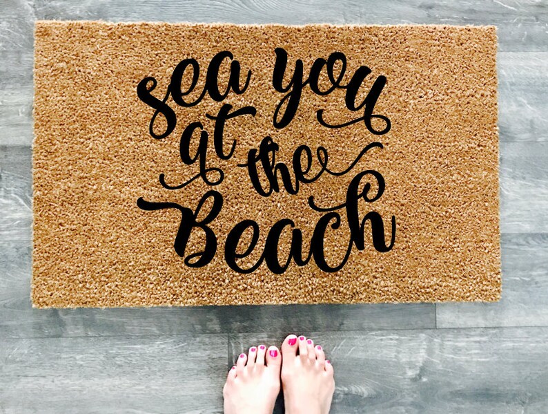 Beach Doormat / Cute Doormat / Sea You at the Beach Welcome Mat / Front Porch Decor / Housewarming Gift / Closing Gift / Mothers Day Gift image 2