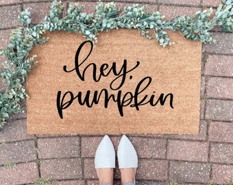 Hey There Pumpkin Welcome Mat, Doormat, Door mat, pumpkin season, pumpkin decor, fall entryway, thanksgiving doormat, new homeowner gift