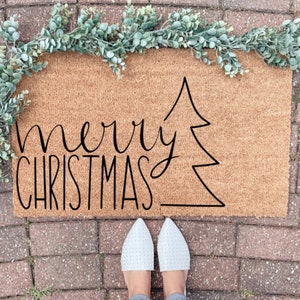 Christmas Doormat, Merry Christmas Welcome mat, Holiday Door mat, Christmas Decor, Holiday Decoration, Outdoor Decor, Funny Holiday Doormat image 2