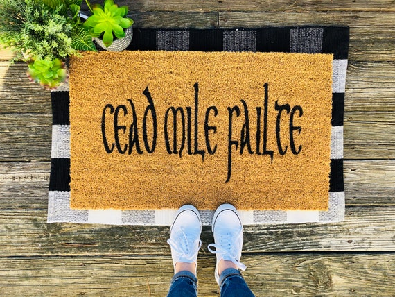 Cead Mile Failte Doormat Irish Doormat St Patrick S Day Celtic Gaelic Welcome Mat Customized Doormat Shamrock Irish Blessing Fall