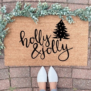 Christmas Doormat, Holy and Jolly Welcome mat, Holiday Door mat, Christmas Decor, Holiday Decoration, Outdoor Decor, Funny Holiday Doormat