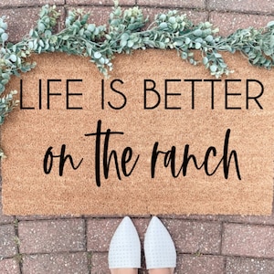 Life Is Better On The Ranch Doormat, Coir Doormat, Outdoor Rug, Ranch Decor, Summer Decor, Front Porch Doormat