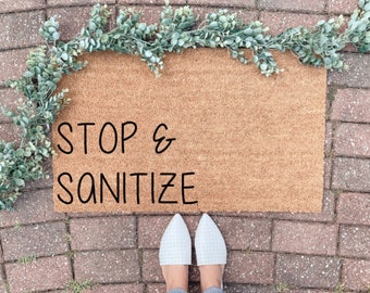 Stop and Sanitize Doormat, Homebody, Shoes Off Doormat, Funny Welcome Mat, No Shoes Doormat, Front Door Mat, Funny Doormat, Doormats