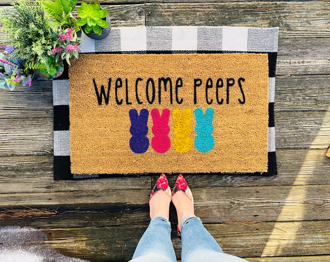 Easter Door Mat Doormat Mat Peeps Mat Etsy