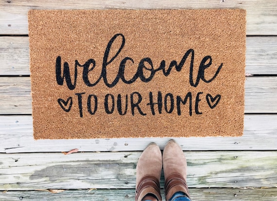 Welcome Mat Door Mat Custom Doormat Personalized Doormat Spring Decor Bridal Shower Gift New Home Gift Farmhouse Welcome Home Decor
