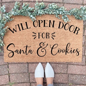Christmas Doormat, Santa and Cookie Welcome mat, Holiday Door mat, Christmas Decor, Holiday Decor, Outdoor Decoration, Funny Holiday Doormat