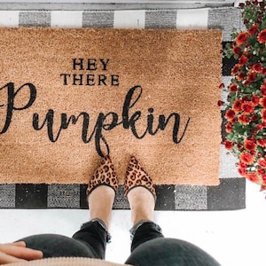 Hey there pumpkin doormat. pumpkin, fall decor, personalized doormat, pumpkin doormat, welcome mat, front door mat, fall y'all, autumn