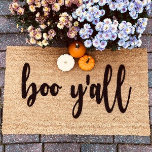 Boo Y'all doormat, door mat, welcome mat, doormat, halloween decor, boo, fall  decor,harvest, autumn, fall entryway decor, outdoor