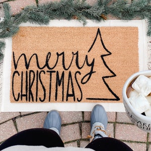 Christmas Doormat, Merry Christmas Welcome mat, Holiday Door mat, Christmas Decor, Holiday Decoration, Outdoor Decor, Funny Holiday Doormat