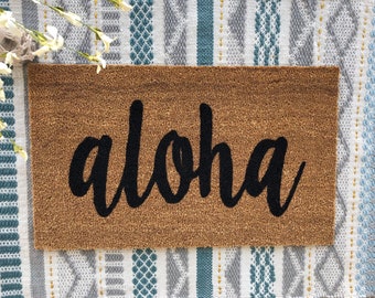 Aloha Doormat, Personalized Doormat, Custom Door mat,Welcome Mat, Newlywed Gift, Housewarming Gift,engagement, fall doormat, autumn, wedding