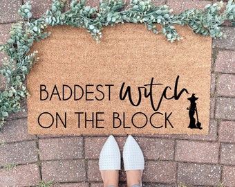 Halloween Doormat / Witch Decor/ Halloween / Funny Door Mat / Witch Welcome Mat / Fall Decor / Baddest Witch Halloween Decor / Outdoor Decor