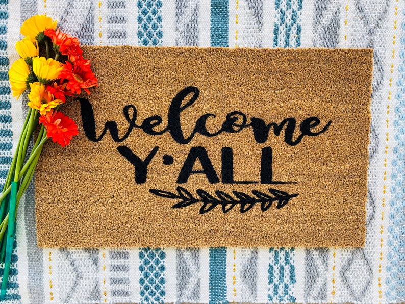 Y'all Doormat Hello Doormat Mat Door Etsy