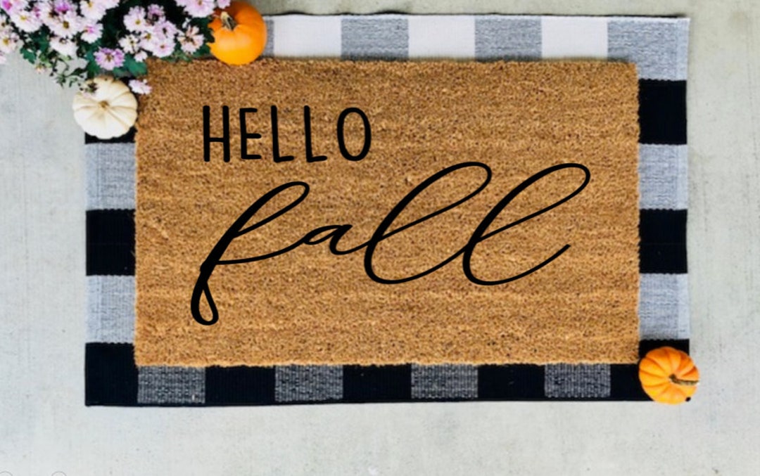 Hello Fall Mat Doormat Door Mat Pumpkin Season Etsy