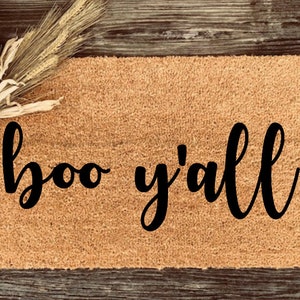 Boo Y'all doormat, door mat, welcome mat, doormat, halloween decor, boo, fall decor,harvest, autumn, fall entryway decor, outdoor image 2