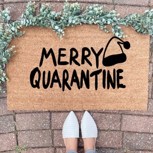 Christmas Doormat, Merry Quarantine Welcome mat, Holiday Door mat, Christmas Decor, Holiday Decoration, Outdoor Decor, Funny Doormat