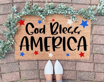 God Bless America Doormat / Cute Doormat / Funny Doormat / Personalized Doormat / Custom Welcome Mat / Housewarming Gift / Fathers Day Gift